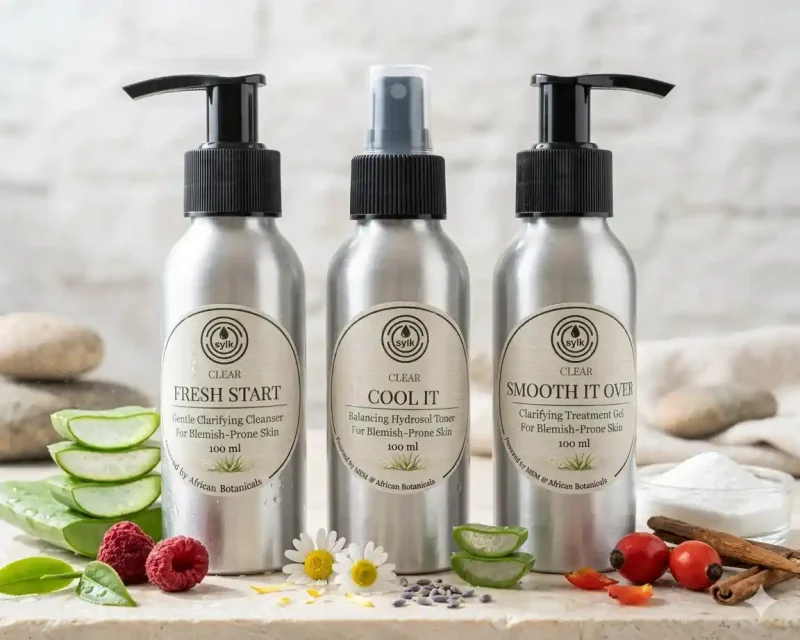 Sylk Skin's Cool It Calming Mist. Fresh Start Cleanser and Smooth It Over Treatment Gel combo