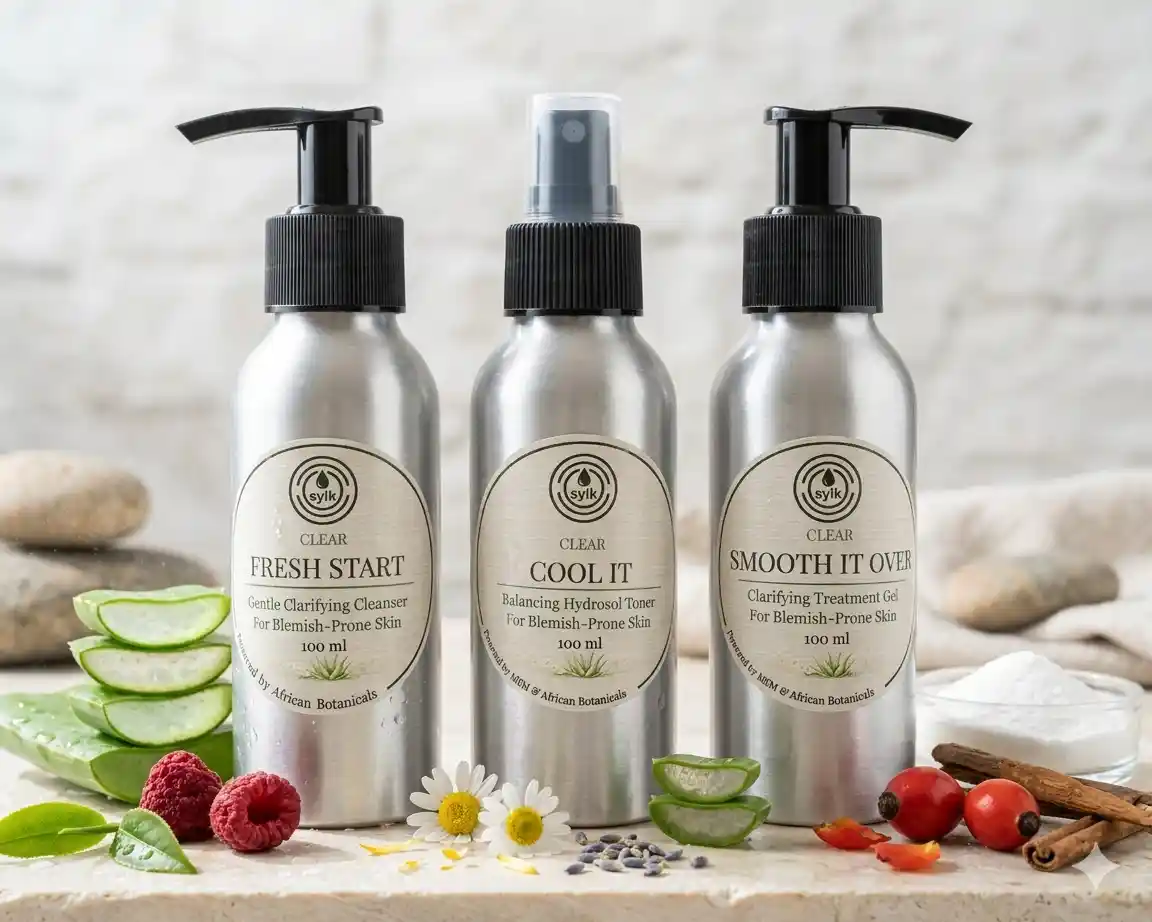 Sylk Skin's Cool It Calming Mist. Fresh Start Cleanser and Smooth It Over Treatment Gel combo
